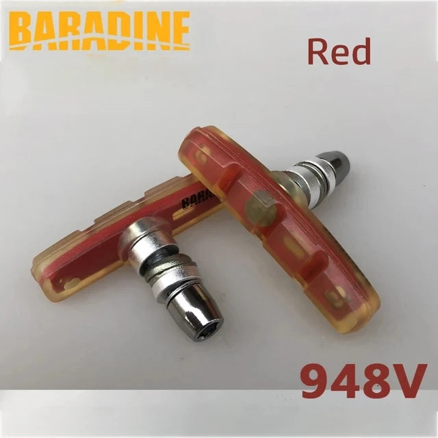 Baradine 948V MTB Bike V-brake Shoes Transparent 60mm Pads Bicycle Brake Blocks Bicycle Accessories - Red