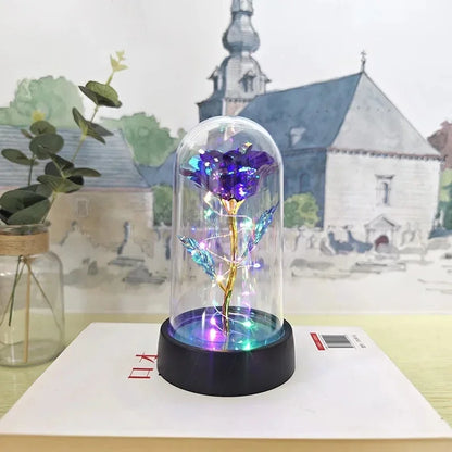 Artificial Rose Flowers Valentines Day Gift for Girlfriend Eternal Rose LED Light Foil Flower Wedding Decor Christmas Gifts -