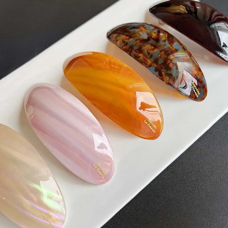 Vintage Acetic Acid Oval Hair Clip for Women Girls Korean Large Spoon Clip Spring Clip Hair Clip Top Clip Hair Accessories