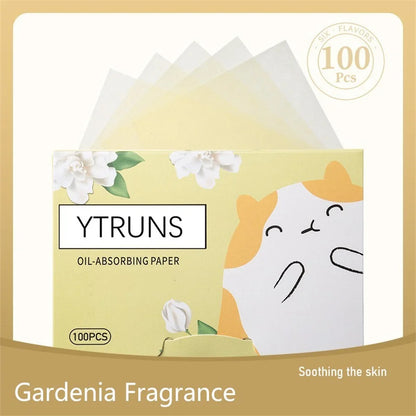 Green Tea/Gardenia/Chamomile/Lavender/Rose/Bamboo Charcoal 100pcs Boxed Fragrance Oil Absorbing Paper for Men and Women Face 