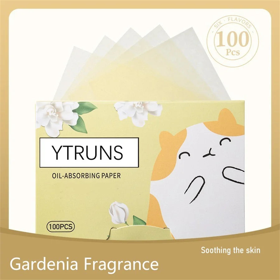 Green Tea/Gardenia/Chamomile/Lavender/Rose/Bamboo Charcoal 100pcs Boxed Fragrance Oil Absorbing Paper for Men and Women Face 