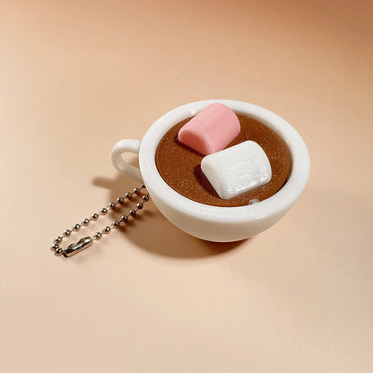 Calming Keychain Keys Finger Button Anti-stress Toys Strawberry Cake Ice Pizza Funny Decompression Gifts for Children Adults 