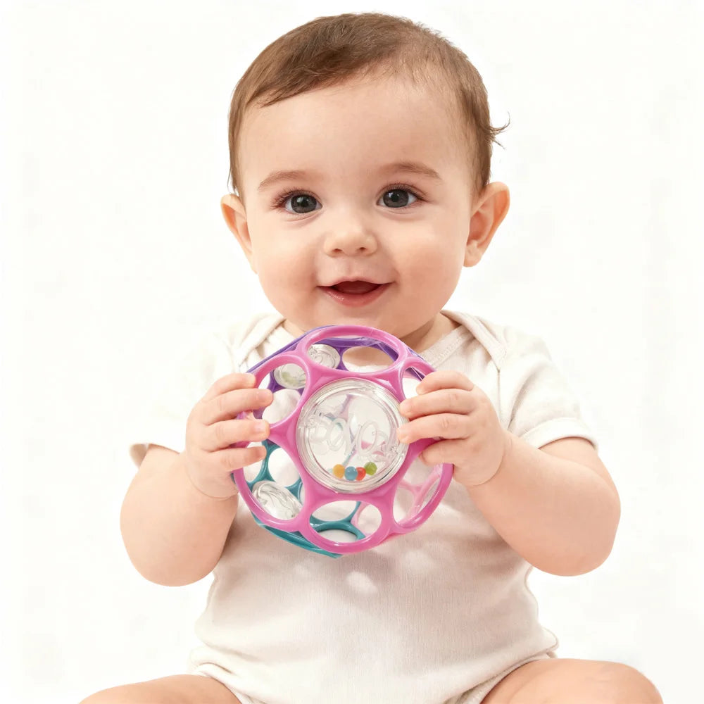 Soft Baby Grasping Ball Rattles with Bell Ball Early Education Educational Sensory Toy Random Color）