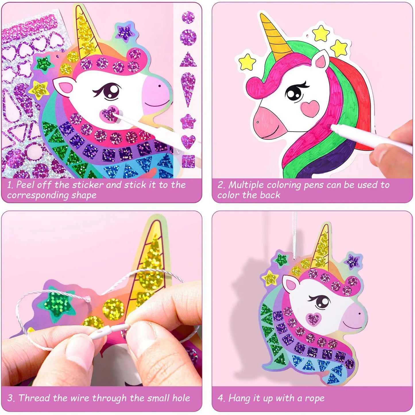 Holographic Mosaic Princess Mermaid Art Set DIY Craft Kit Foil Stickers For Birthday Gift For Travel Gift DIY Decor