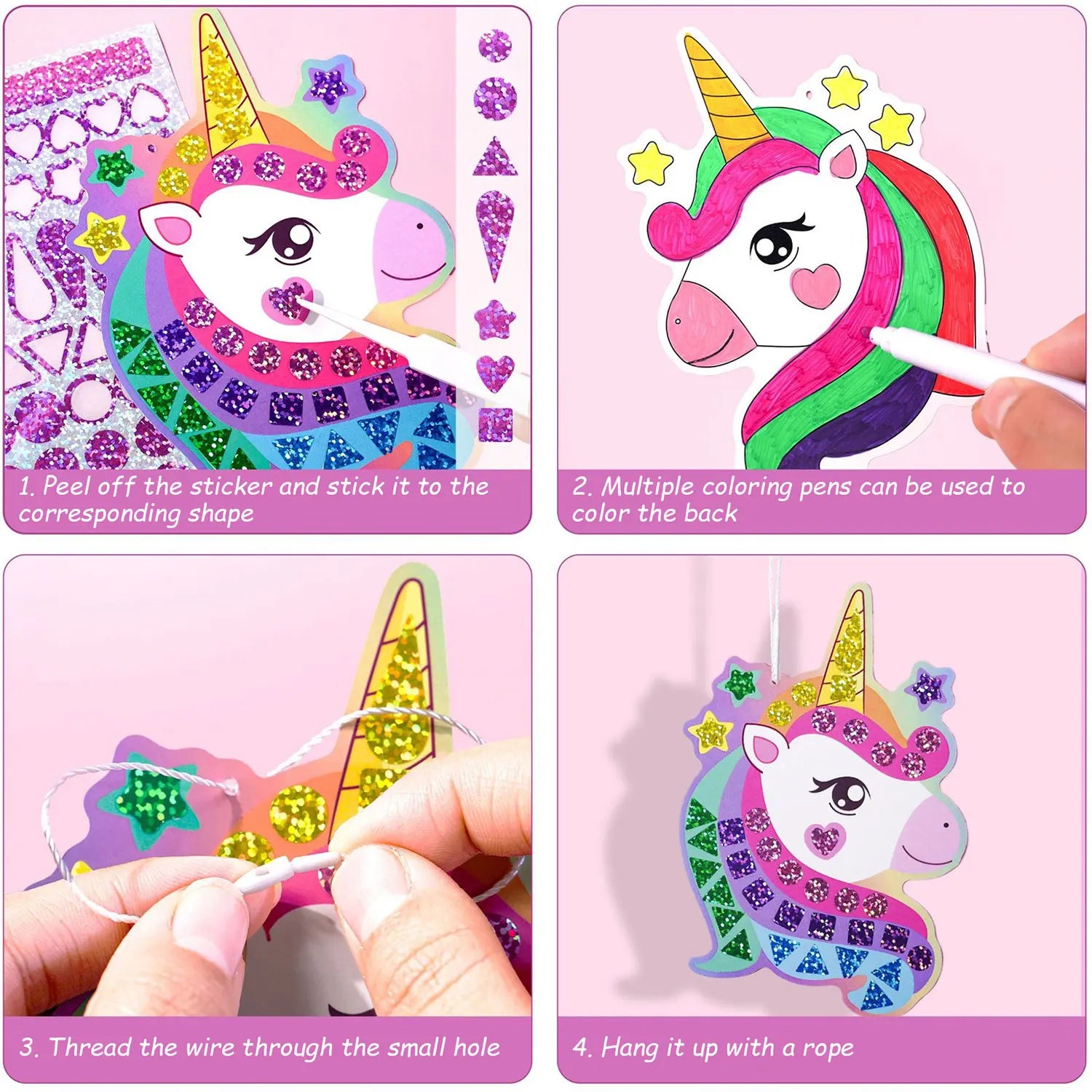 Holographic Mosaic Princess Mermaid Art Set DIY Craft Kit Foil Stickers For Birthday Gift For Travel Gift DIY Decor