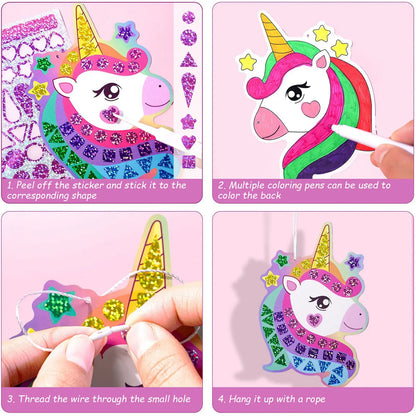 Holographic Mosaic Princess Mermaid Art Set DIY Craft Kit Foil Stickers For Birthday Gift For Travel Gift DIY Decor