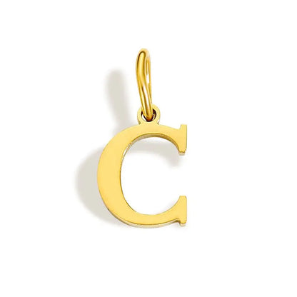 26 Letter Alphabet Initial 10mm Charm Pendant Jewelry Gold Stainless Steel Simple PVD Plated DIY Necklace Bracelet Jewelry - 
