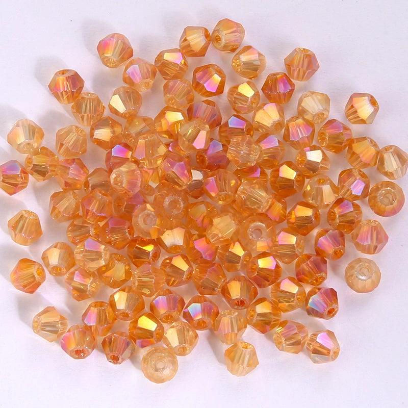 100Pcs 4MM Glass Bicone Shaped Beads Faceted Crystal Beads for Jewelry Making Bracelet Necklace Earrings DIY Beading - 18