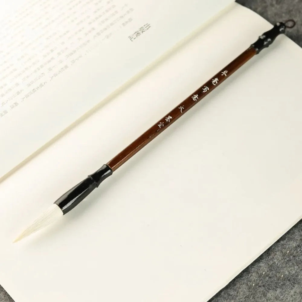 Traditional Chinese Calligraphy Brush Oil Painting Wolf Hair Scriptures Writing Brush Oil Watercolor Wood Art Paint Brush - L