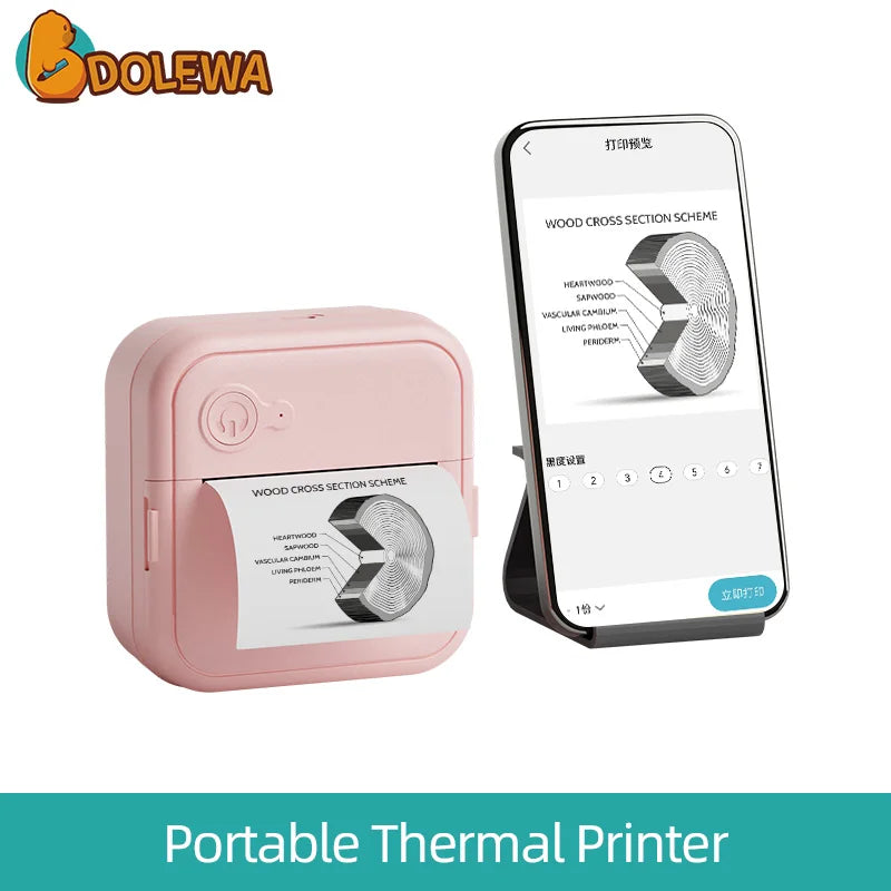 DOLEWA D8 Portable Mini Printers Wireless Bluetooth Inkless Sticker Maker