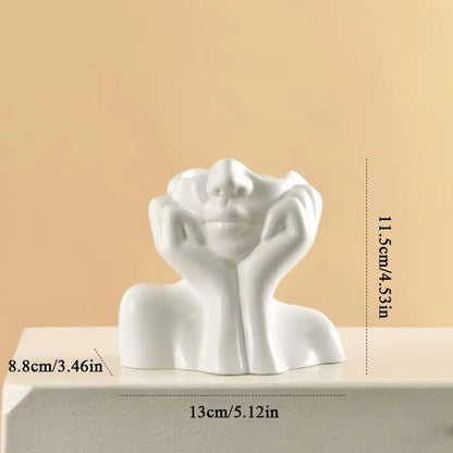 Face Shape Makeup Brush Holder Modern Nordic Flower Vases Makeup Storage Box Half Face Portrait Decor For Home Office Book Sh
