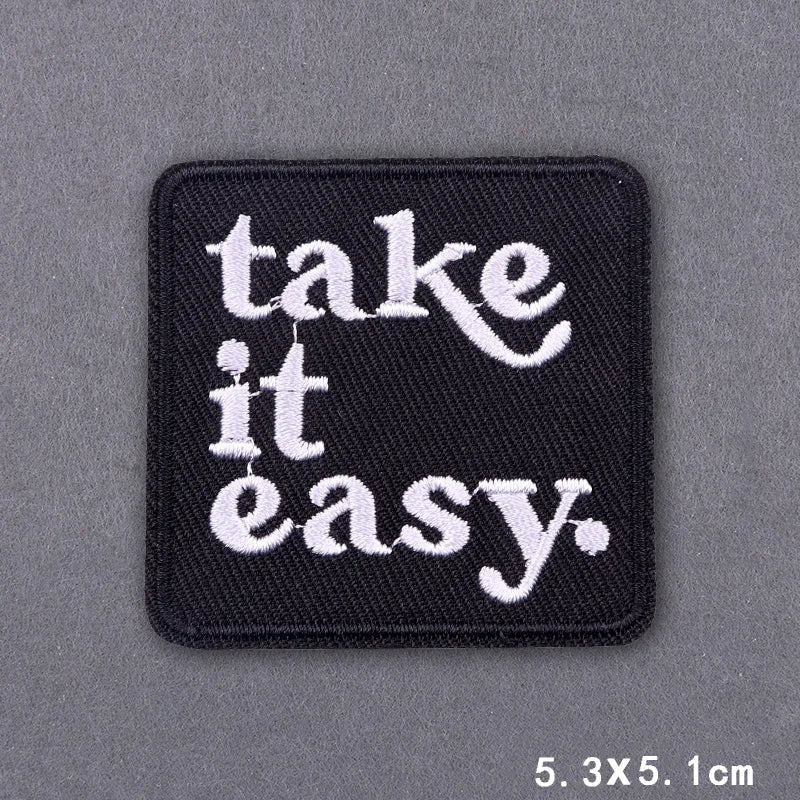 Warning Letters Embroidery Patches For Jeans Good Vibes Iron On Patch Thermoadhesive Patches For Clothes Applique Stickes Log
