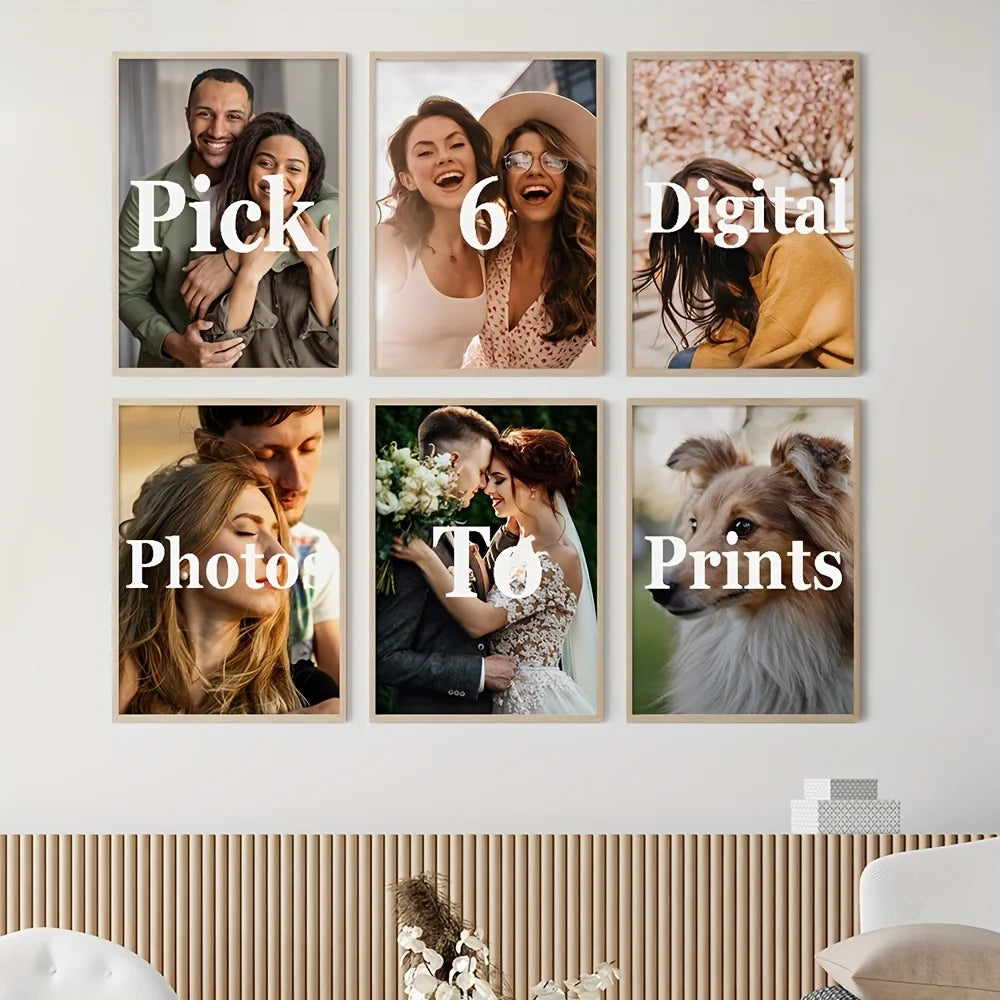 6pcs/set Custom Canvas Prints Photo Wall Art Personalized Poster for Family Life Pet Animal Birthdays Wedding Scenery Home De
