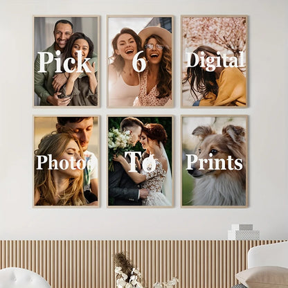 6pcs/set Custom Canvas Prints Photo Wall Art Personalized Poster for Family Life Pet Animal Birthdays Wedding Scenery Home De