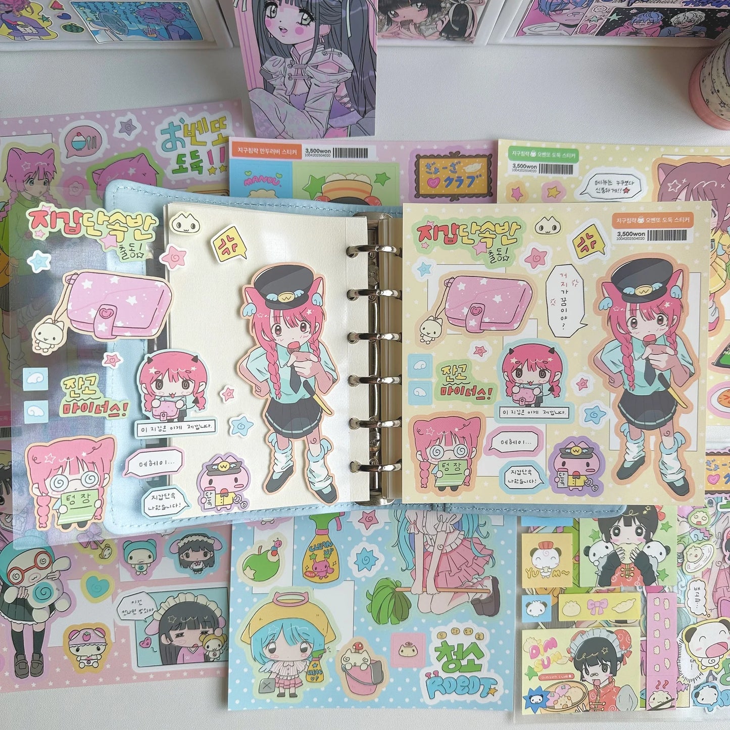 1/6PCS Cute Cartoon Sweet Cool Girl Stickers Hand Account Diary Notebook Planner Scrapbook DIY Decorative Stickers