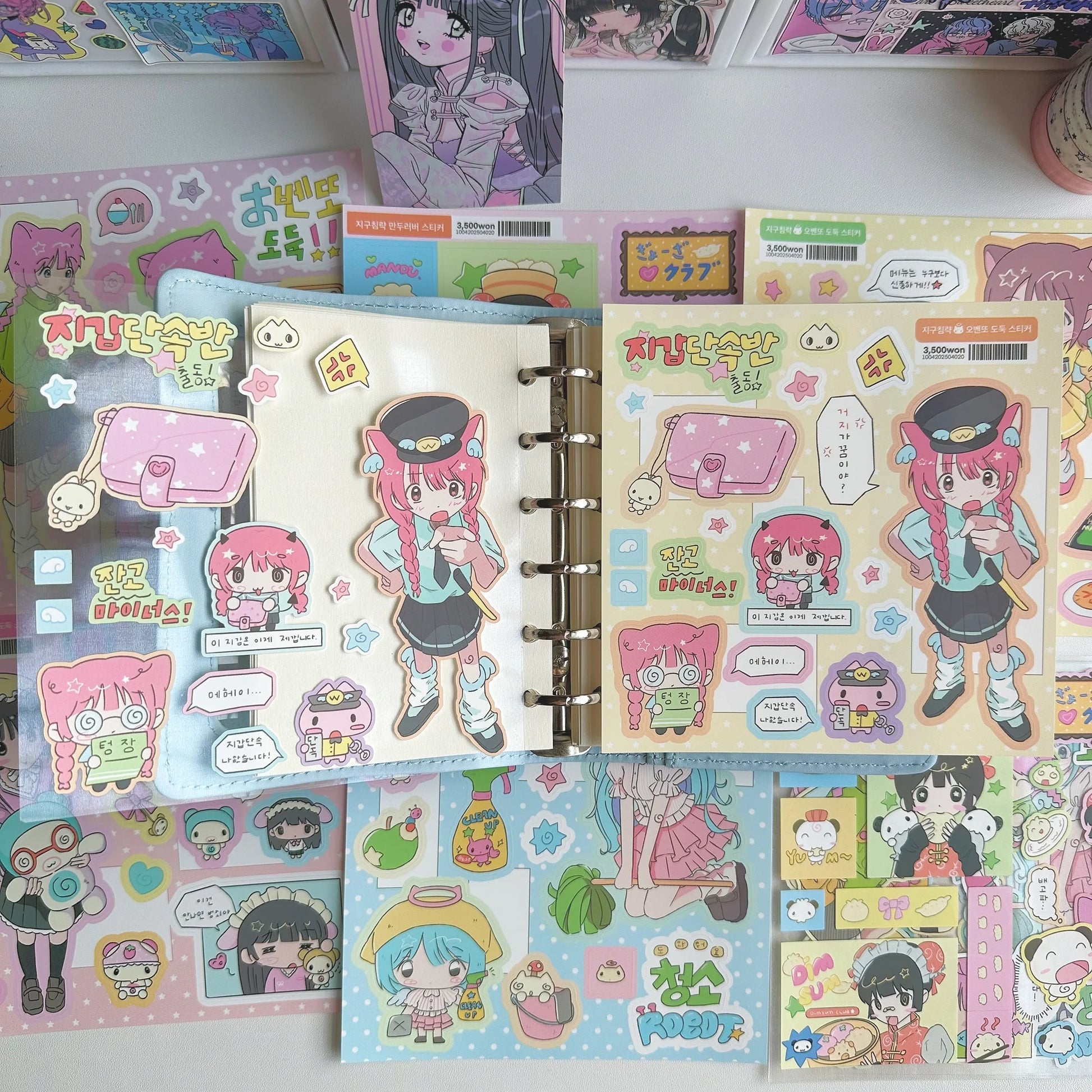 1/6PCS Cute Cartoon Sweet Cool Girl Stickers Hand Account Diary Notebook Planner Scrapbook DIY Decorative Stickers