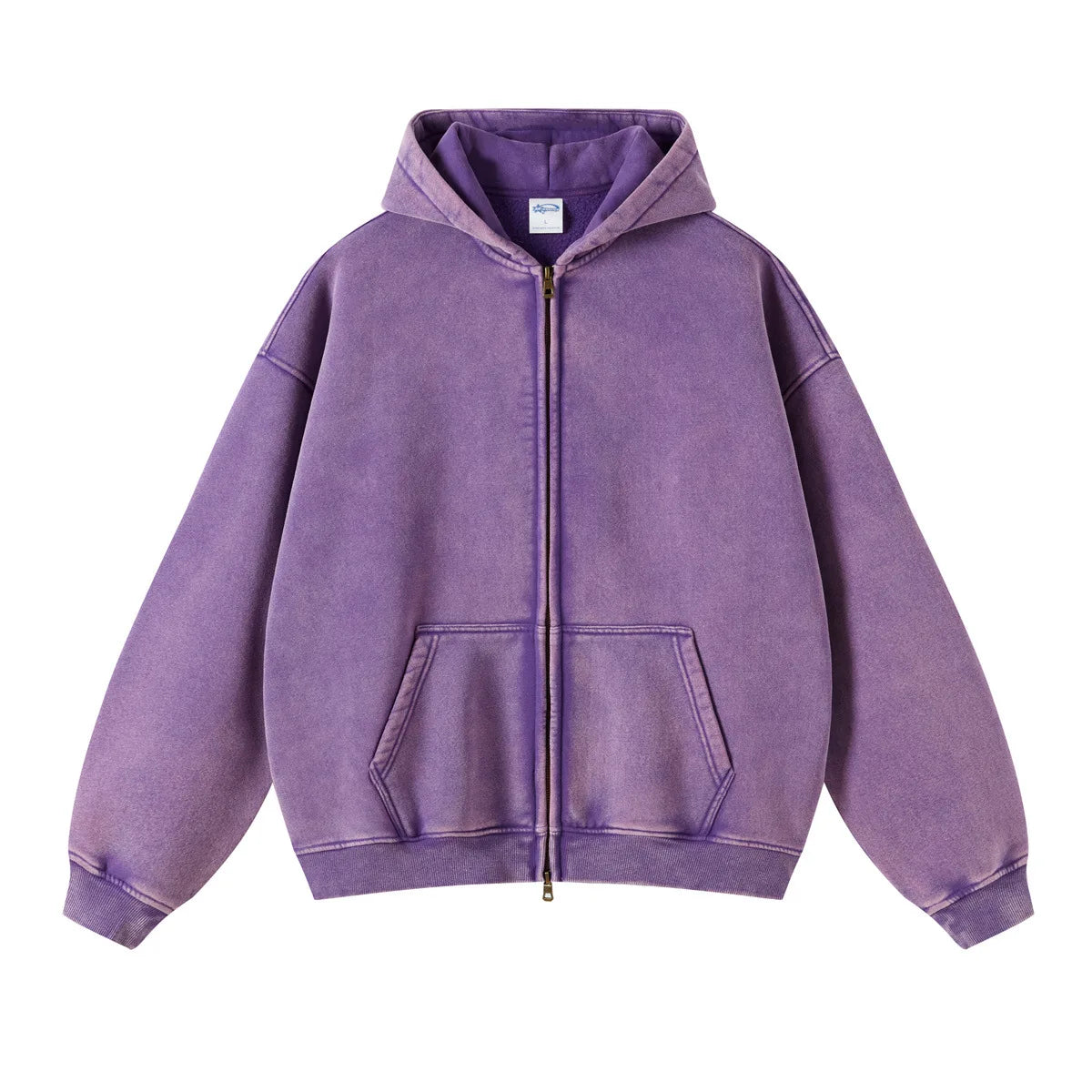 Batik fleece zippered hoodie - PURPLE / S
