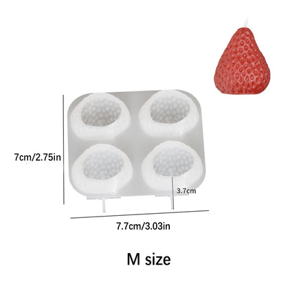 3D Strawberry Candle Silicone Mold Cute Fruit Candle Making Kit DIY Handmade Crafts for Valentine's Day Wedding Party Home De