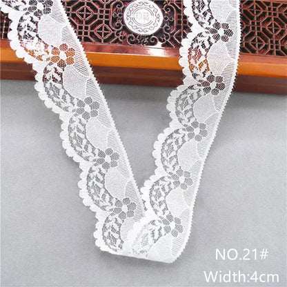 Best Selling 10yards 38kinds Color White Lace Ribbon Woven Band French African Lace Wedding Fabric DIY Clothing/gift Wrapping
