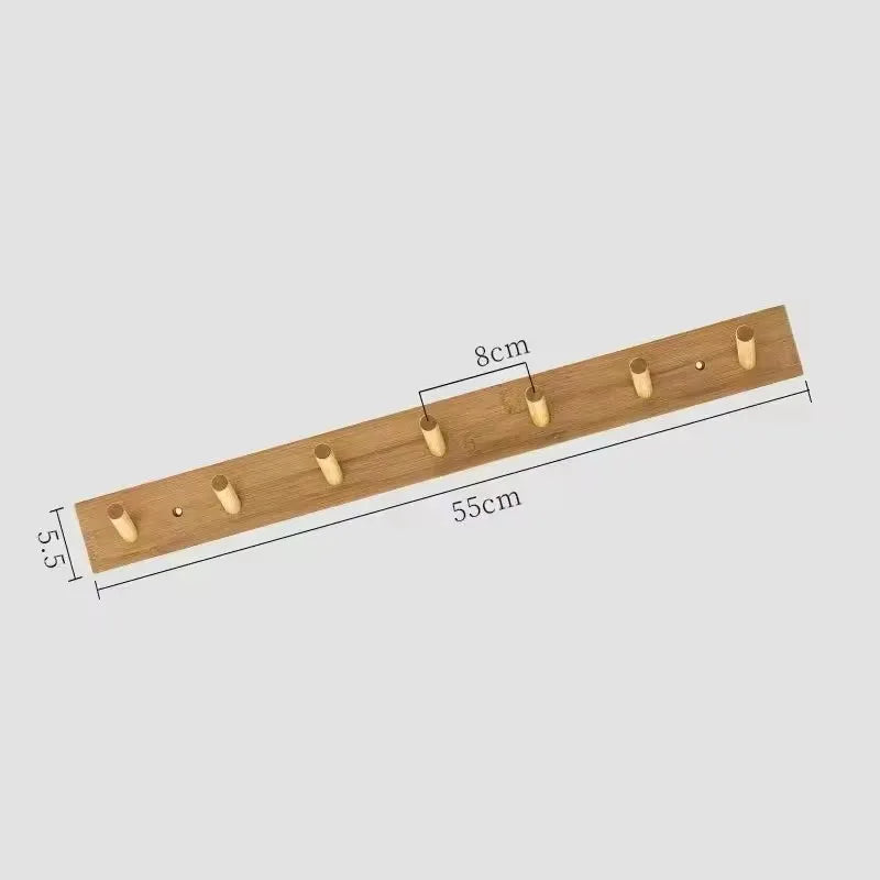 Wall Mounted Hanger Room Hooks Key Hallway Storage Holders Practical Decoration Nordic Bamboo Door Clothes Hats Robe Back Rac