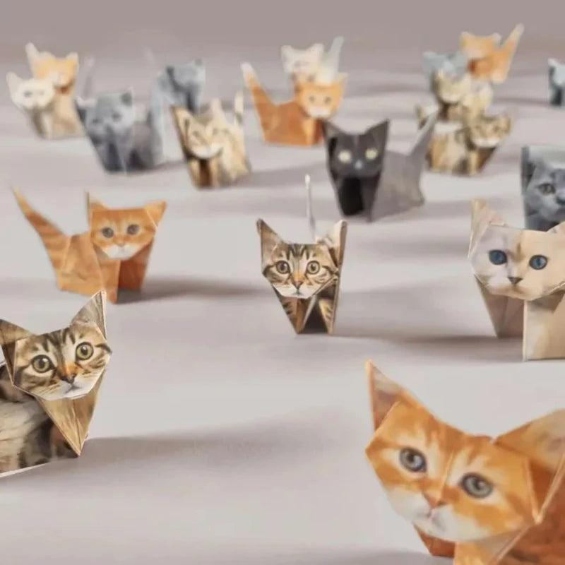 Creative DIY Paper Cats 50 Sheets DIY Origami Paper Handmade DIY Paper Cat Dog Dinosaur Fun Art Craft Folding Animal Folding 