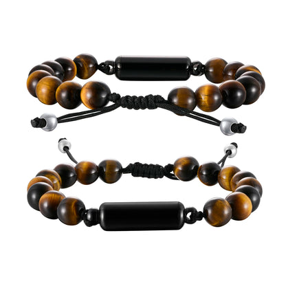 Cremation Urn Man Bracelets Adjustable Tiger Eye Beads Chain Wristband Pet Family Papa Ashes Holder Stainless Steel Jewelry