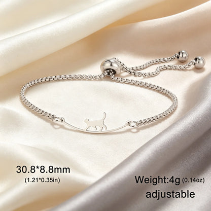 Cute Dachshund Dog Stainless Steel Bracelet for Women's Valentine's Day Commemorative Day Jewelry and Gift - Steel color I