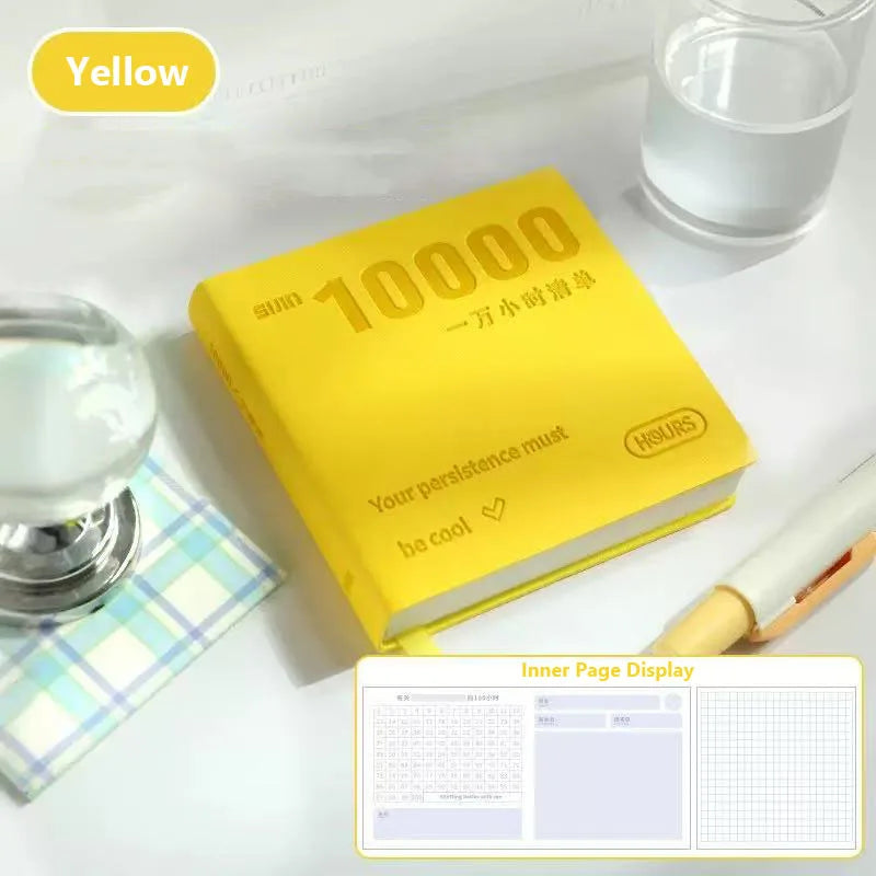 Self-Discipline Checklist Notepad Pocket Diary 10000 Hours Journal Notebooks Note Book Office School Supplies - Yellow