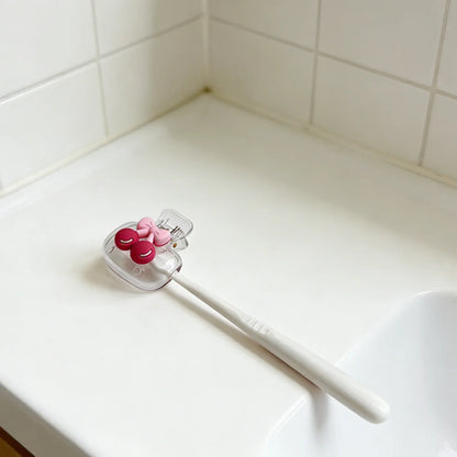 Cute Cherry Design Toothbrush Holder, Cherry Pattern, Protects Toothbrush Head, Features Dual Holes for Drainage and Ventilat