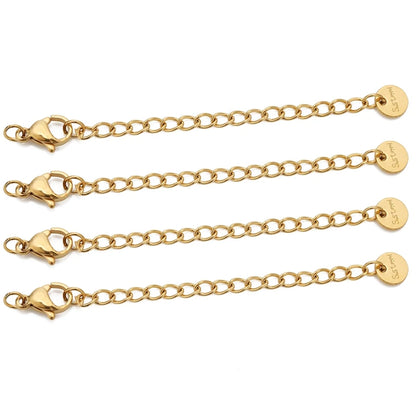 10pcs Stainless Steel Extension Chains with Lobster Clasps Connector Link Necklace Tail Making DIY Bracelet Accessories Suppl