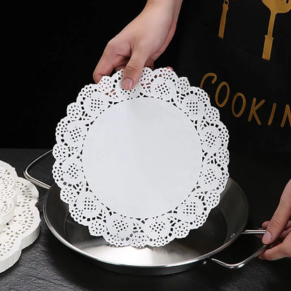 150pcs Round Paper Lace Doilies Party Decorative Tableware Placemats White Paper Mats Table Decoration