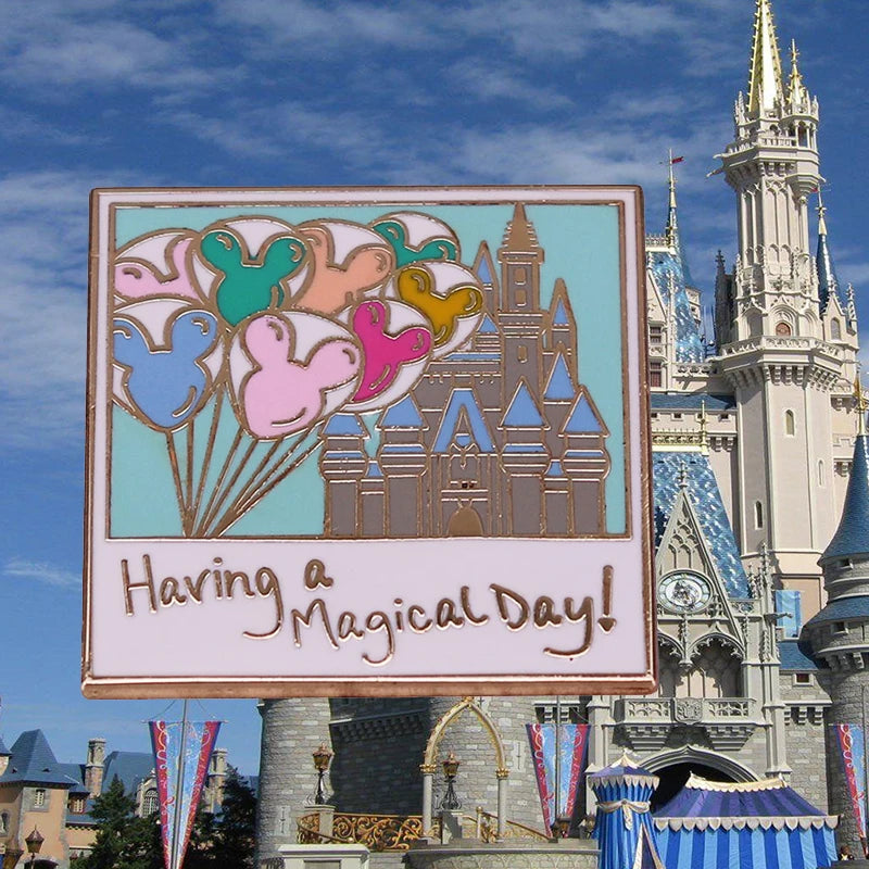 Magical Day Balloons Castle Souvenir Photo Enamel Pin Happy Romantic Memories Commemorative Brooch Badge Birthday Present