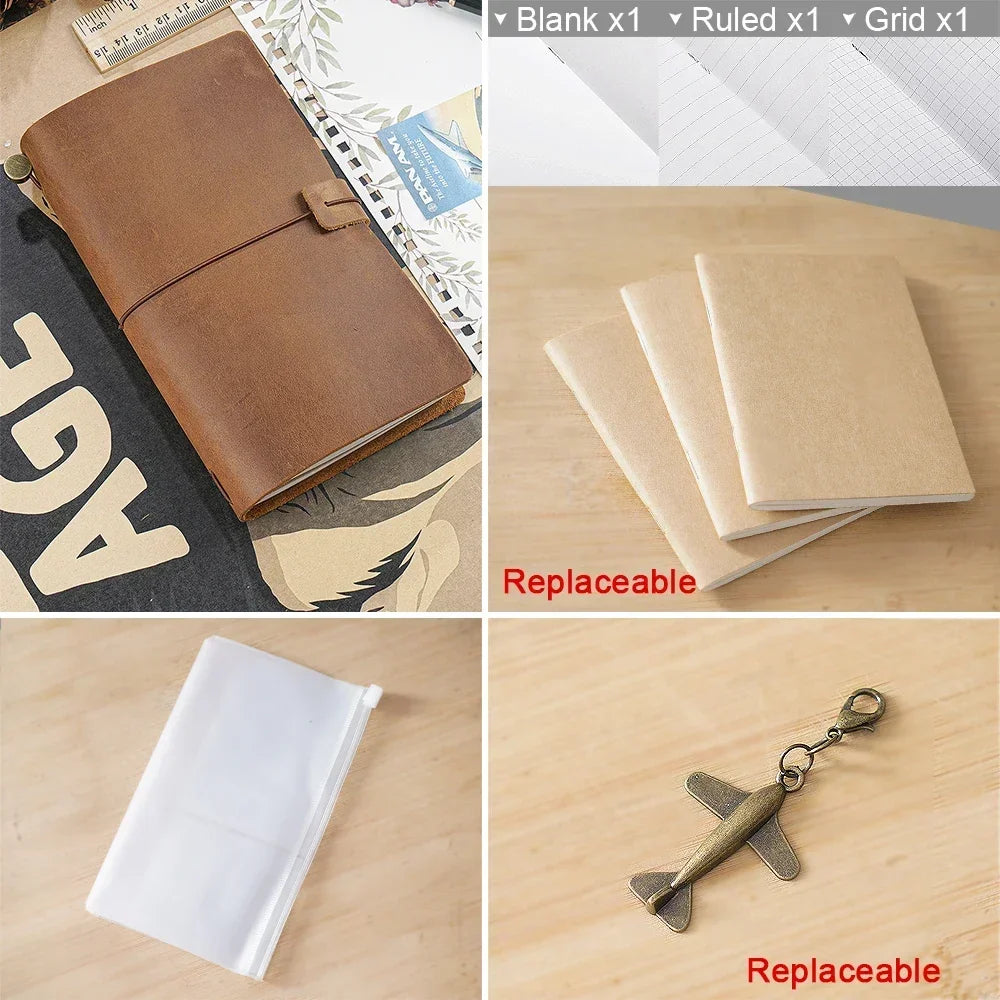 Moterm 100% Genuine Leather Notebook Handmade Vintage Cowhide Diary Journal Sketchbook Planner TN Travel Notebook Cover