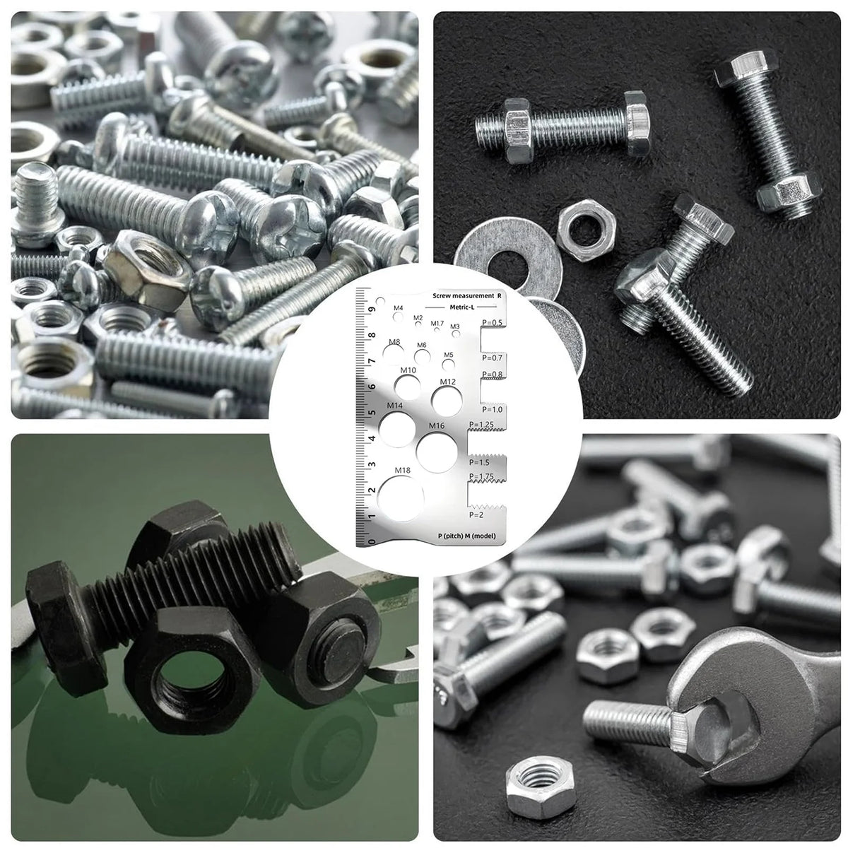 Screw Thread Pitch Gauge Ruler Measuring Tool Bolt Nut Metric Machining Threads Screw Cutting Gauge Angle Model Measuring