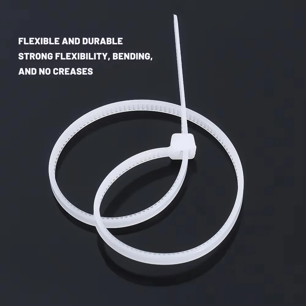 100Pcs Nylon Cable Ties Adjustable Self-locking Cord Ties Straps Fastening Loop Reusable Plastic Wire Ties For Home Office