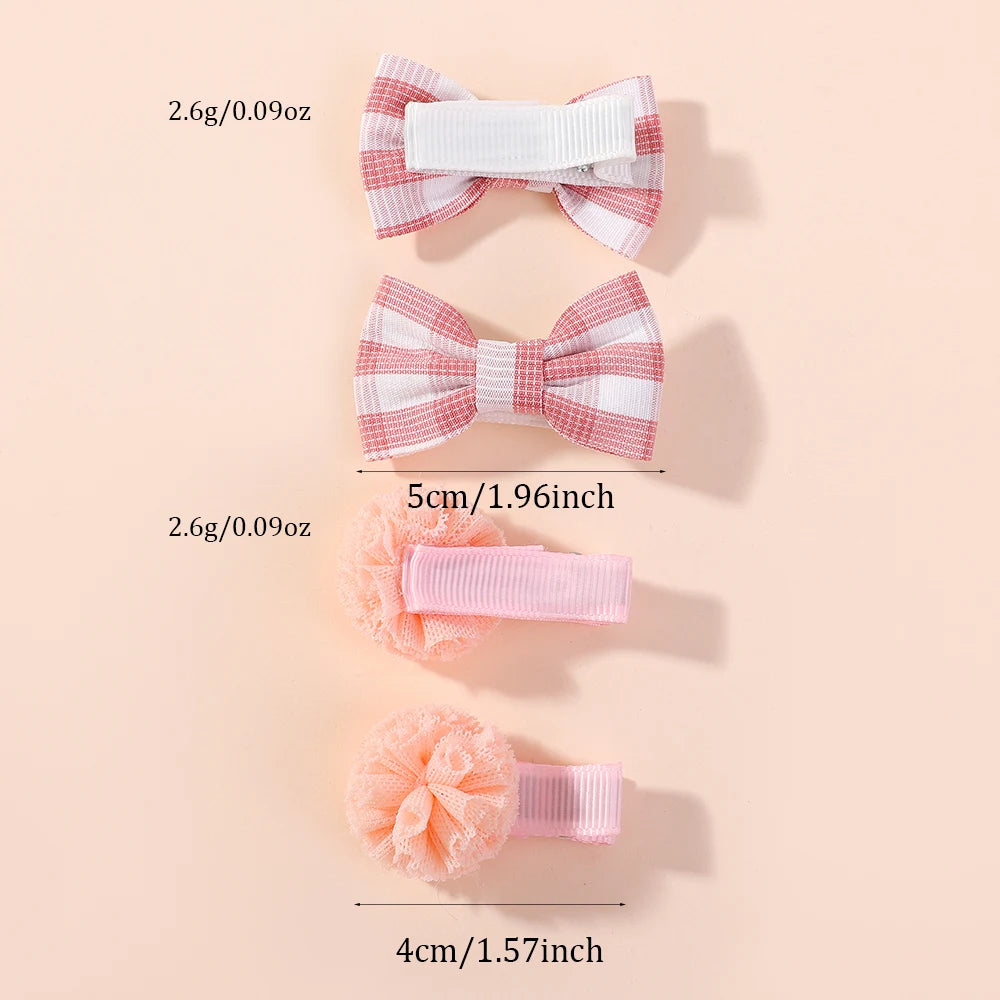 20pcs/set Lovely Kids Bows Hair Clips for Girls Barrette Boutique Full Coverage Fabric Children's Headwear Baby Hair Accessor