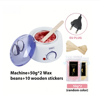 200CC Wax Heater Warmer Hair Removal Machine For Hand Foot Body SPA Epilator Paraffin Wax Pot +Wax Beans + Wood Sticks - Whit
