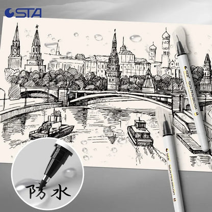 4pcs/set Waterproof Calligraphy Pen Soft Brush Sketching Lettering Writing Drawing Art Supplies School Stationer 3751