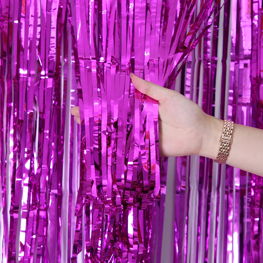 2/3M Party Background Wedding Decoration Foil Fringe Curtain Sequin Bachelorette Photo Backdrop Wall Curtain Birthday BabySho