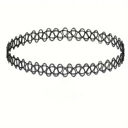Vintage Elastic Braided Fish Thread Choker Gothic Black Choker 1pc Fashion Necklace for Punk Women Gift Valentine's Day Gift