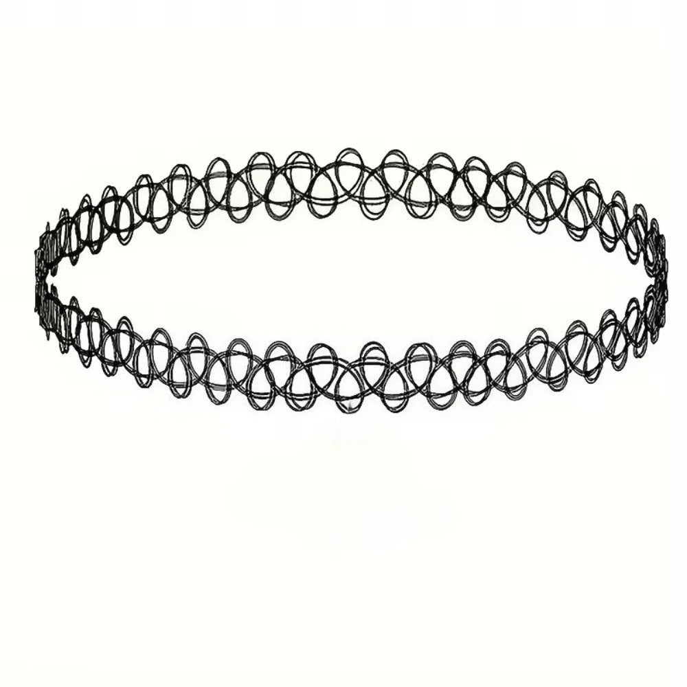 Vintage Elastic Braided Fish Thread Choker Gothic Black Choker 1pc Fashion Necklace for Punk Women Gift Valentine's Day Gift 