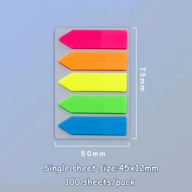 JCD 100 200 Sheets Sticky Notes Memo Pad Notes Index Transparent Post Stickers Bookmarks Notepad School Office Supplies - B