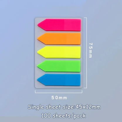 JCD 100 200 Sheets Sticky Notes Memo Pad Notes Index Transparent Post Stickers Bookmarks Notepad School Office Supplies - B