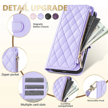Wallet Small Fragrance Zipper Cardslot Magnetic Flip Leather Case For Samsung Galaxy A07 A15 A16 A17 A34 A35 A36 A53 A54 A55 