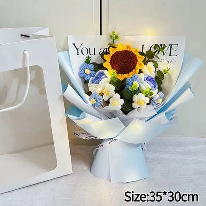Graduation Bouquet Artificial Crochet Bouquets Hand-woven Flower Bouquet Gifts Teacher's Day Graduation Gift Flowers - S24