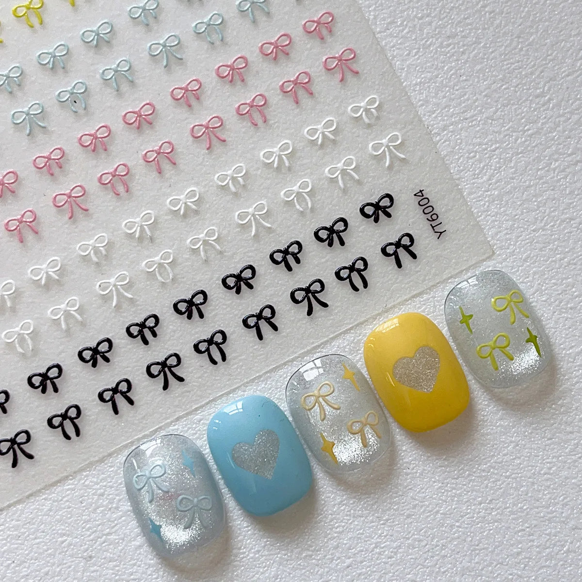 Embossed Colorful Bows Nail Art Stickers Sweet Laser Gold Silver Bowkonts Self Adhesive Nail Art Stickers Decoration Decals D