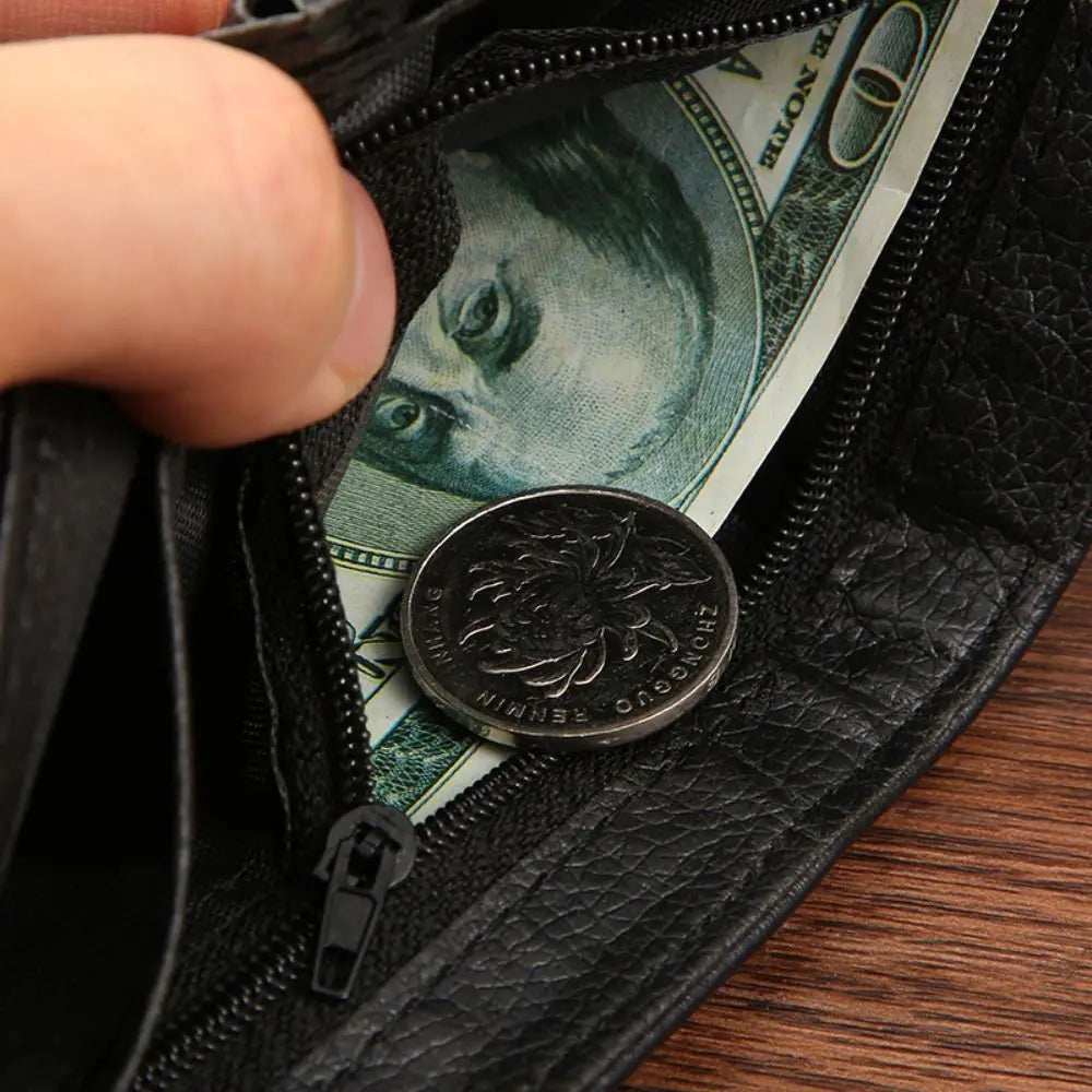 Men Wallets Leather Zipper Purse Man Slim Card Horders Quality Male Short Multi-card Wallet Coin Pocket Purse