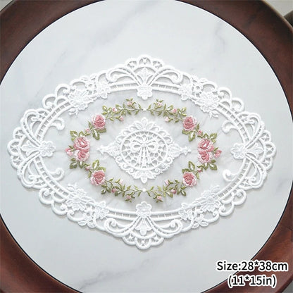 Vintage Lace Coaster Table Cloth Lace Tablecloth Embroidery Placemat Cabinet Furniture Decoration Background Photo Props - b1