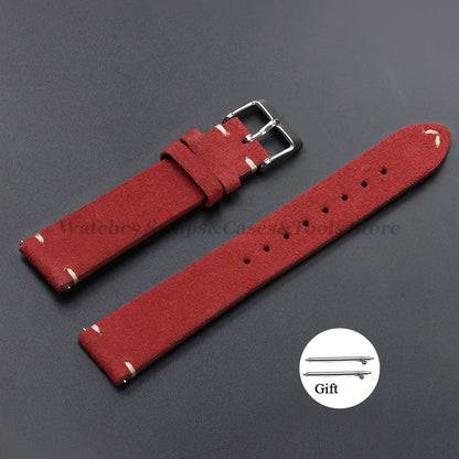 Vintage Genuine Suede Leather Watchband 14mm 16mm 18mm 20mm 22mm for Omega for Seiko Handmade Bracelet Quick Release Watch St
