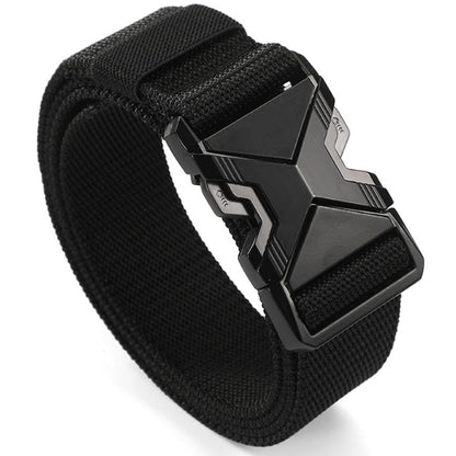 Men's Belt Outdoor Hunting Tactics Belt Multi functional Buckle Nylon Belt Marine Corps Canvas Belt - Black-pp136